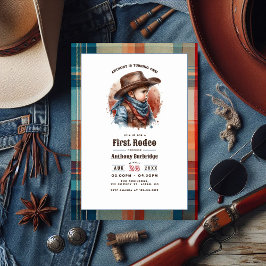 Invitación "Primer Rodeo" Vaquero Rústico Primer Cumpleaños