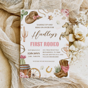 Invitación PRIMER RODEO Western Cowboy 1er cumpleaños invitac