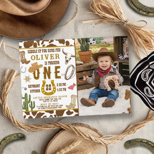 Invitación Primer Rodeo Western Vaquero Niños Foto 1er Cumple