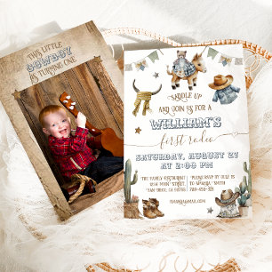 Invitación Primer rodeo Wild West Boy primer cumpleaños
