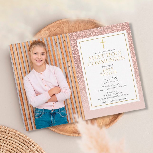 Invitación Primer Rosa de la Comunión Santa Purpurina de Oro  (Subido por el creador)