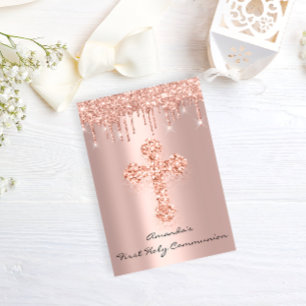 Invitación Primer Rosa de la Santa Comunión degrada la cruz c