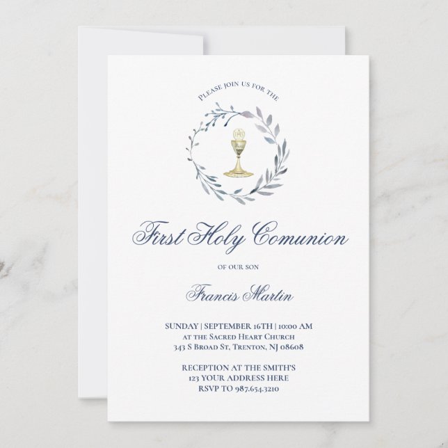 Invitación Primer sacramento de la Santa Comunión (Anverso)