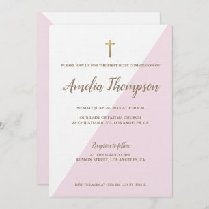 Invitación Primer Santo Comunión del oro blanco rosado modern
