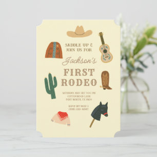 Invitación Primer Vaquero de Rodeo Occidental Primer Cumpleañ