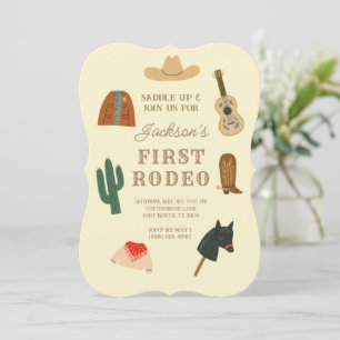 Invitación Primer Vaquero de Rodeo Occidental Primer Cumpleañ