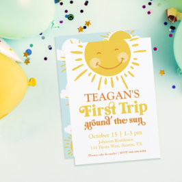 Invitación Primer Viaje Abierto Alrededor Del Primer Cumpleañ