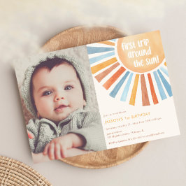 Invitación Primer viaje alrededor de la foto de primer cumple