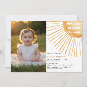 Invitación Primer viaje alrededor de la foto de primer cumple