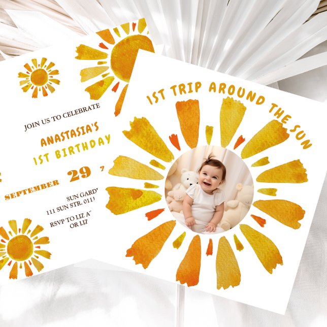 Invitación Primer viaje alrededor de la foto del cumpleaños d (Subido por el creador)