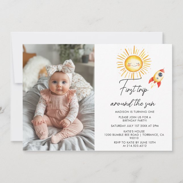 Invitación Primer viaje alrededor de la foto del Personalizad (Anverso)