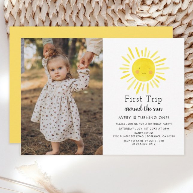 Invitación Primer viaje alrededor de la foto del primer cumpl (Subido por el creador)