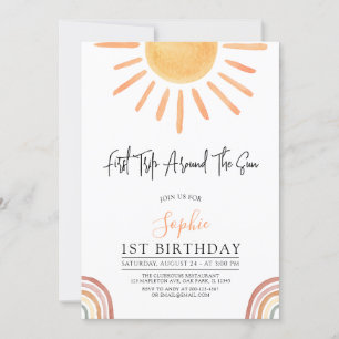Invitación Primer viaje alrededor del Boho Sun 1er cumpleaños