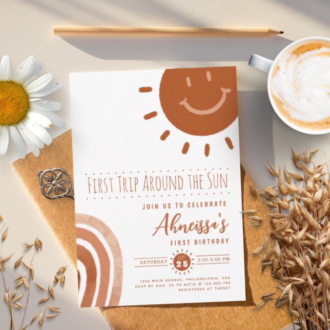 Invitación Primer viaje alrededor del Boho Sun 1er cumpleaños (Subido por el creador)