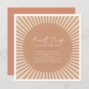 Invitación Primer viaje alrededor del Boho Sun Primer Cumplea