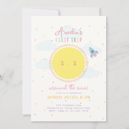 Invitación Primer viaje alrededor del Chica Sun Primer Fiesta