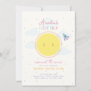 Invitación Primer viaje alrededor del Chica Sun Primer Fiesta