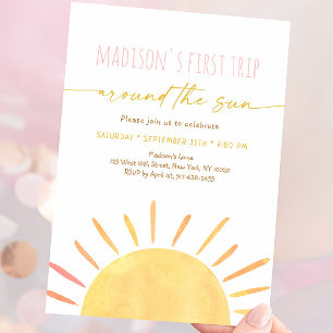 Invitación Primer Viaje Alrededor Del Cumpleaños De Sun Boho