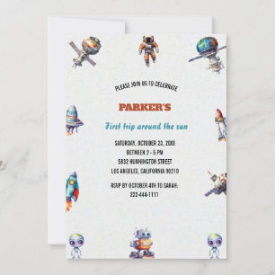 Invitación Primer Viaje Alrededor Del Cumpleaños De Sun Boy