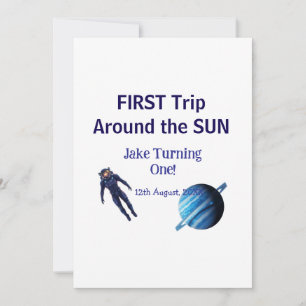 Invitación Primer viaje alrededor del cumpleaños del astronau