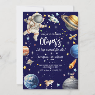 Invitación Primer viaje alrededor del cumpleaños del astronau