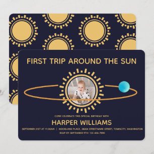 Invitación Primer viaje alrededor del cumpleaños del bebé Sun