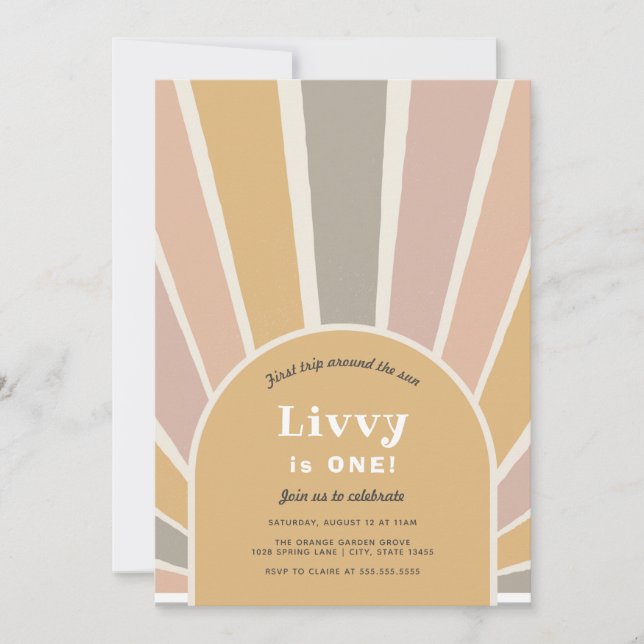 Invitación Primer viaje alrededor del cumpleaños del sol (Anverso)