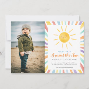 Invitación Primer viaje alrededor del domingo 1° cumpleaños d