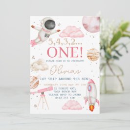 Invitación Primer viaje alrededor del espacio Chica Sun Cumpl