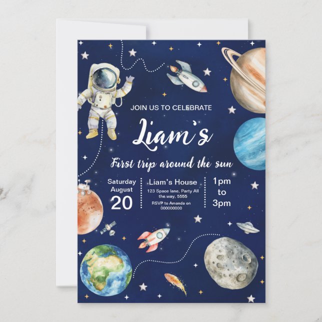 Invitación Primer viaje alrededor del espacio solar primer cu (Anverso)