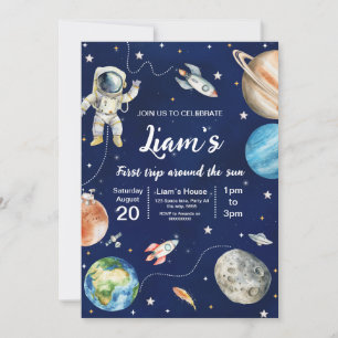 Invitación Primer viaje alrededor del espacio solar primer cu