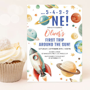 Invitación Primer viaje alrededor del espacio solar Primer Fi