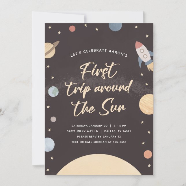 Invitación Primer viaje alrededor del espacio solar Primer Fi (Anverso)