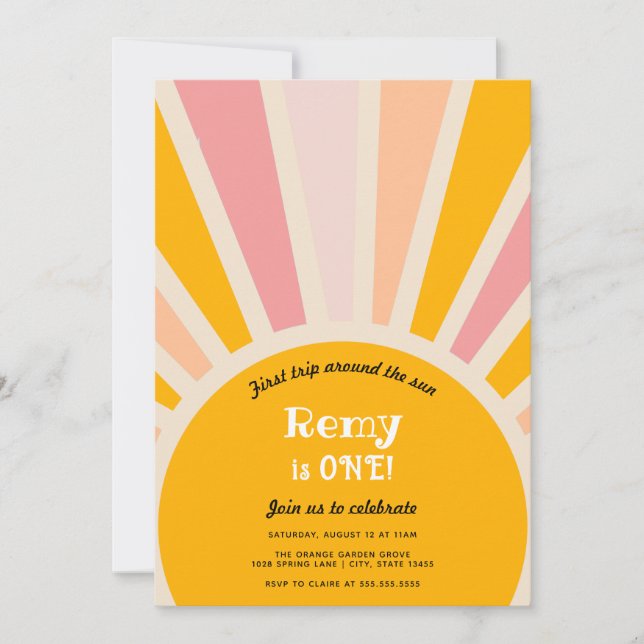 Invitación Primer viaje alrededor del primer cumpleaños del s (Anverso)