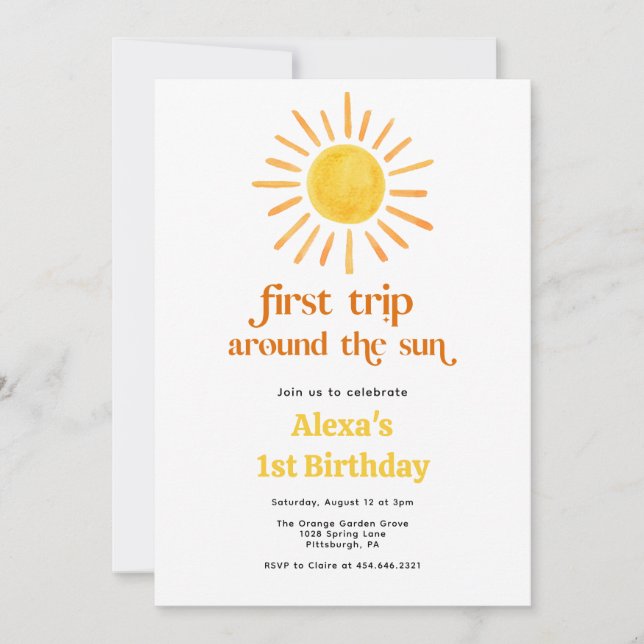 Invitación Primer viaje alrededor del primer cumpleaños del s (Anverso)
