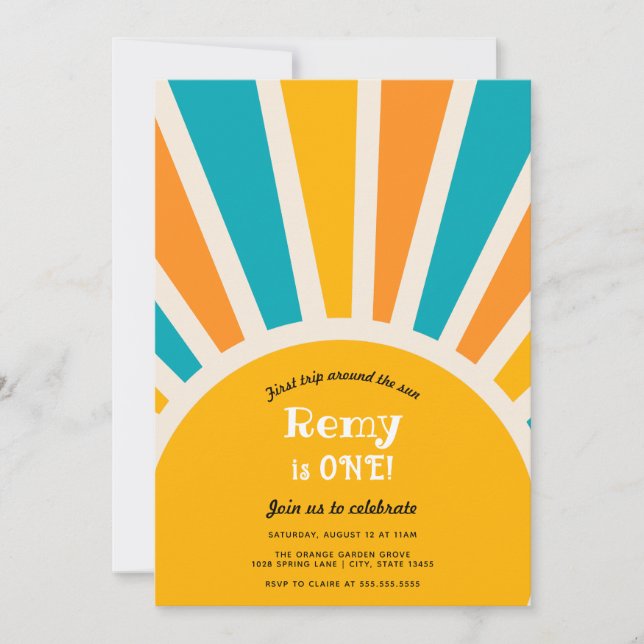 Invitación Primer viaje alrededor del primer cumpleaños del s (Anverso)