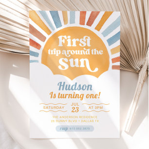 Invitación Primer viaje alrededor del primer cumpleaños del s