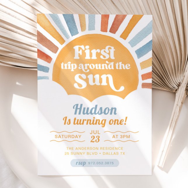 Invitación Primer viaje alrededor del primer cumpleaños del s (Subido por el creador)