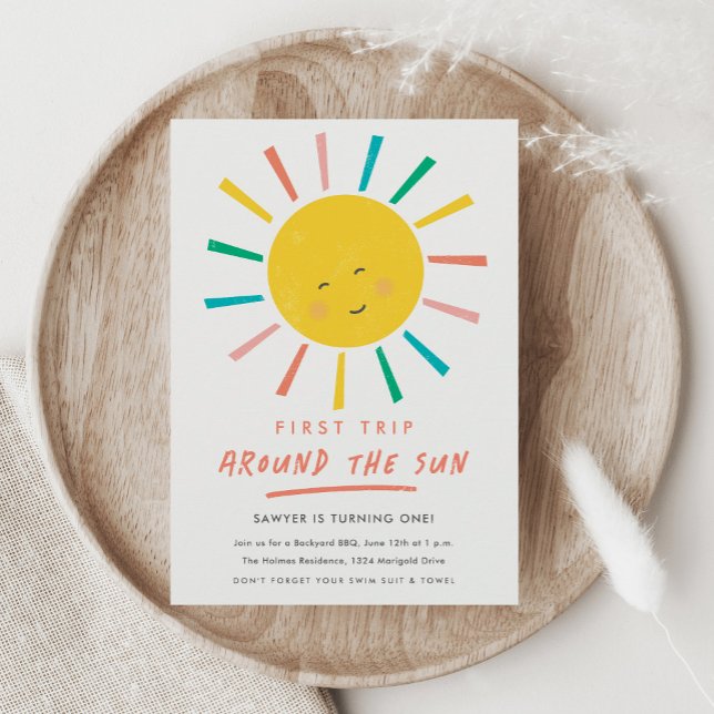 Invitación Primer viaje alrededor del primer cumpleaños del s (Subido por el creador)