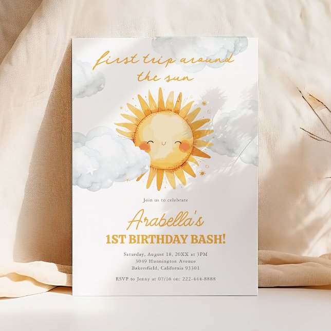 Invitación Primer viaje alrededor del primer cumpleaños del s (Subido por el creador)