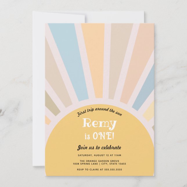 Invitación Primer viaje alrededor del primer cumpleaños del s (Anverso)