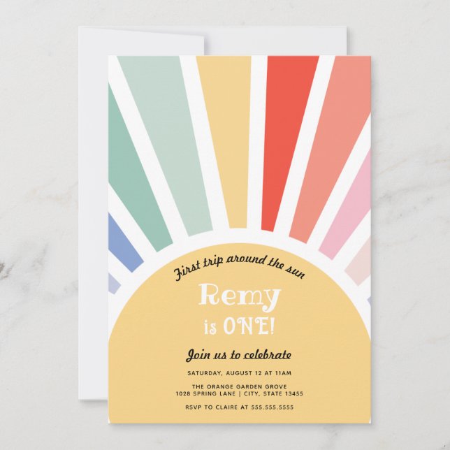 Invitación Primer viaje alrededor del primer cumpleaños del s (Anverso)