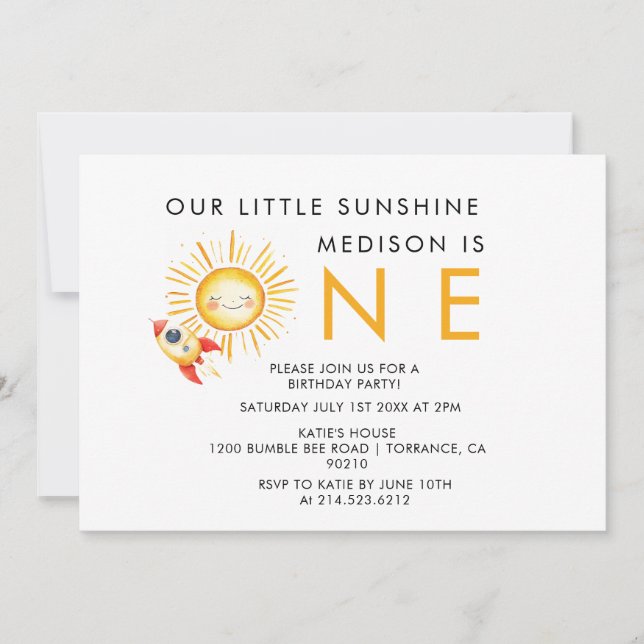 Invitación Primer viaje alrededor del sol (Anverso)