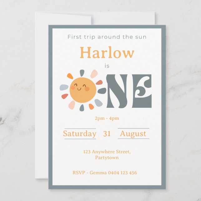 Invitación Primer viaje alrededor del sol (Anverso)