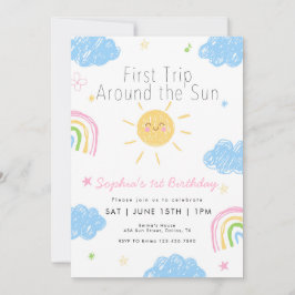 Invitación Primer viaje alrededor del Sol 1er cumpleaños