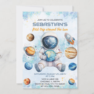 Invitación Primer viaje alrededor del sol 1er cumpleaños