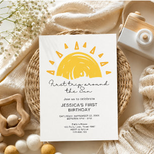 Invitación Primer viaje alrededor del Sol 1er cumpleaños