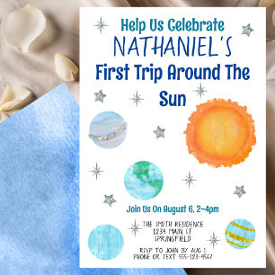 Invitación Primer viaje alrededor del sol 1er cumpleaños
