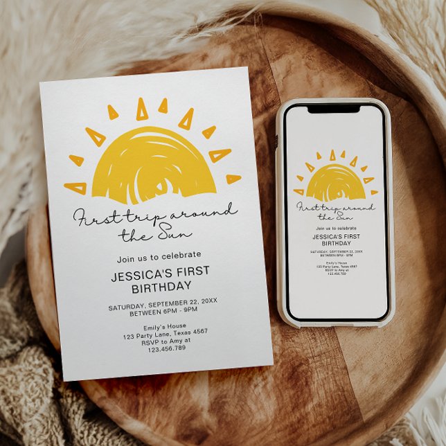Invitación Primer viaje alrededor del Sol 1er cumpleaños (Subido por el creador)