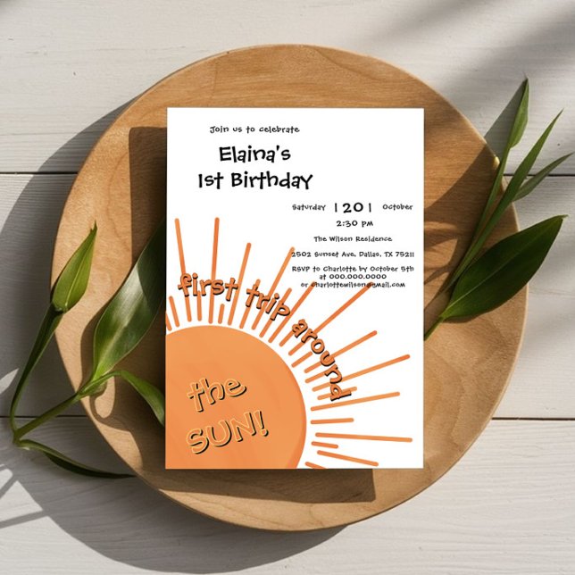 Invitación Primer viaje alrededor del Sol 1er cumpleaños (Subido por el creador)